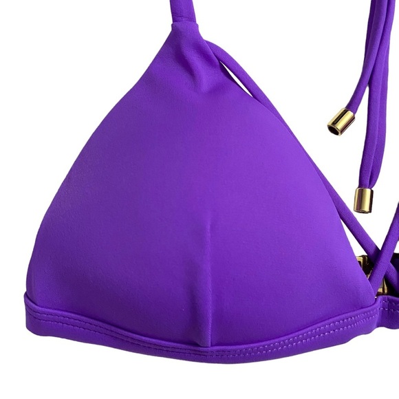 L'Agent by Agent Provacateur Avril Violet Triangle Bikini Top Halter Ties Small - Picture 6 of 12